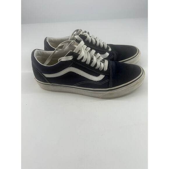 Vans Off the Wall Shoes Mens Size 8.5 Womens 10 Navy Blue White Lace Up Skater - Picture 2 of 7